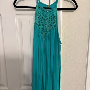 Turquoise Sleeveless Crochet Dress